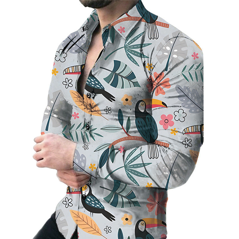 Men's Casual Long Sleeved Large Floral Shirt - Fastbizstore