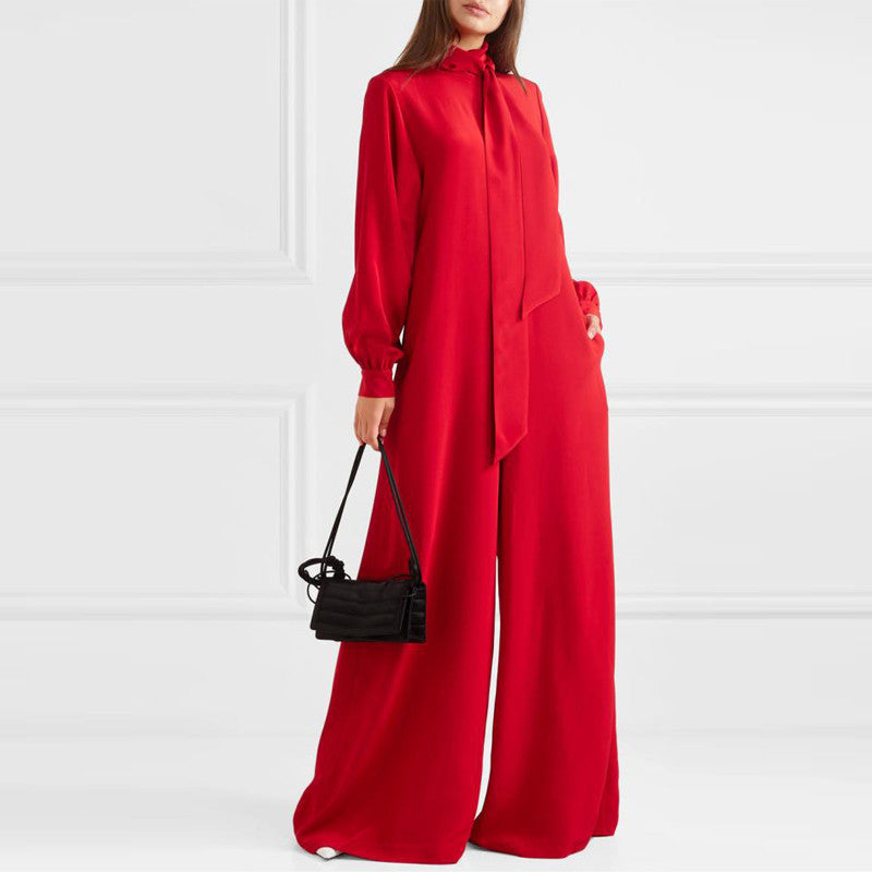 Loose Wide Long Sleeve Jumpsuit - Fastbizstore