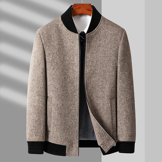 Cotton Collar Zipper Woolen Jacket