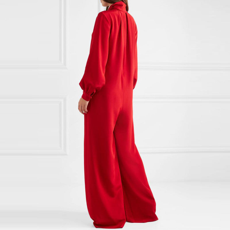 Loose Wide Long Sleeve Jumpsuit - Fastbizstore