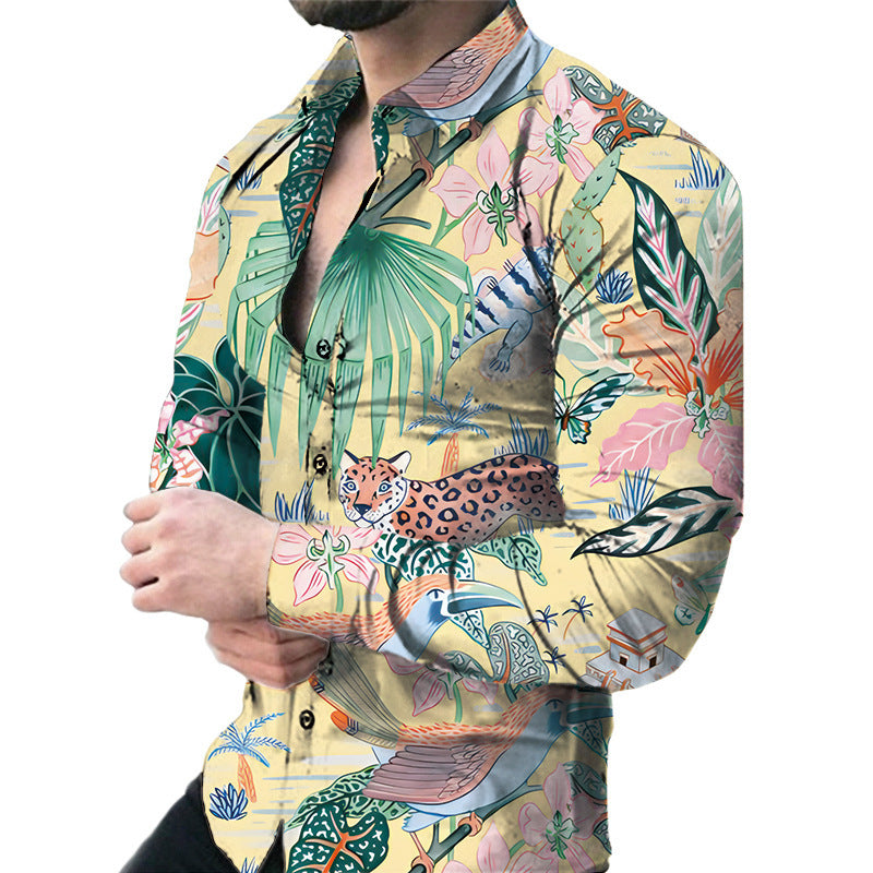 Men's Casual Long Sleeved Large Floral Shirt - Fastbizstore